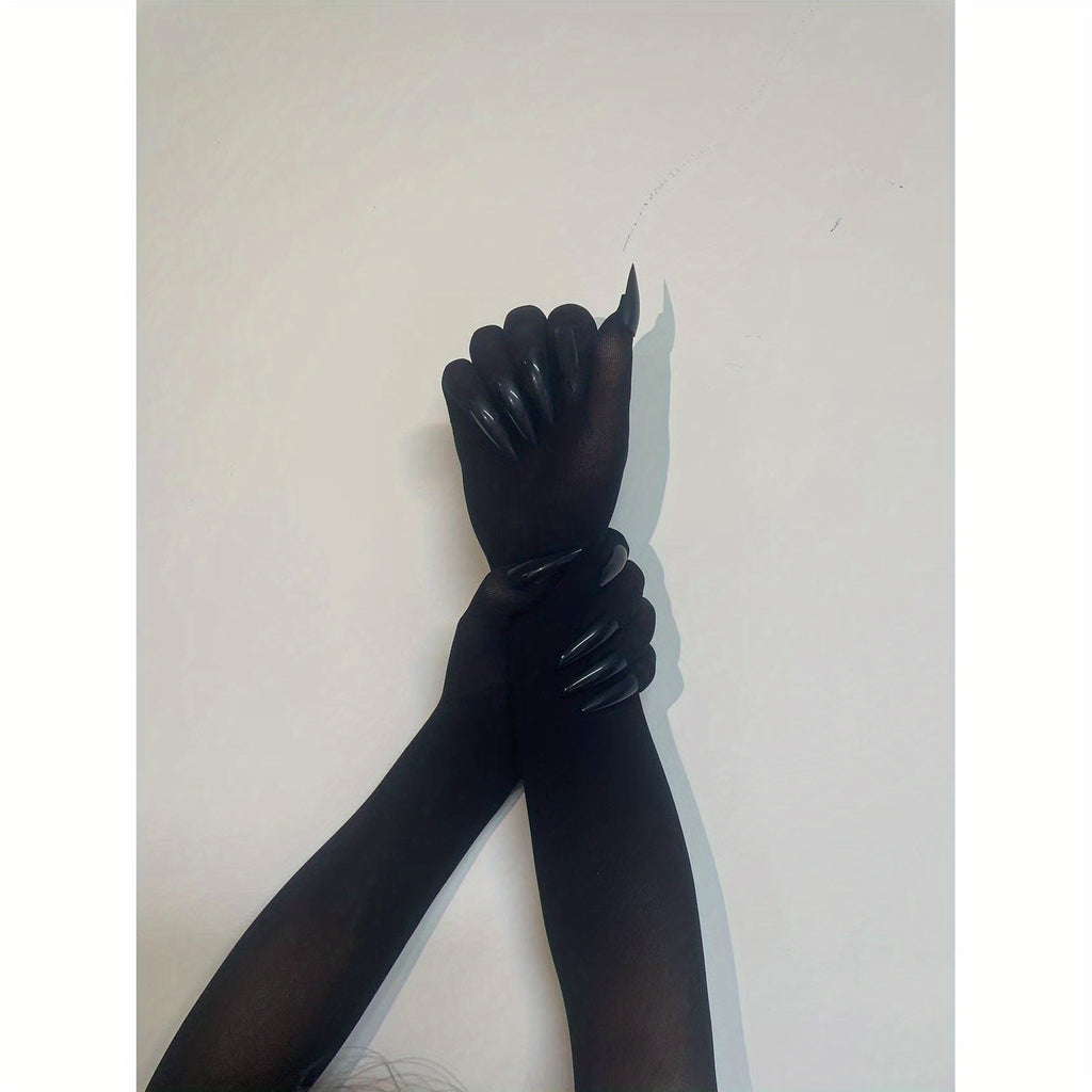 Guantes Negros con Uñas Largas