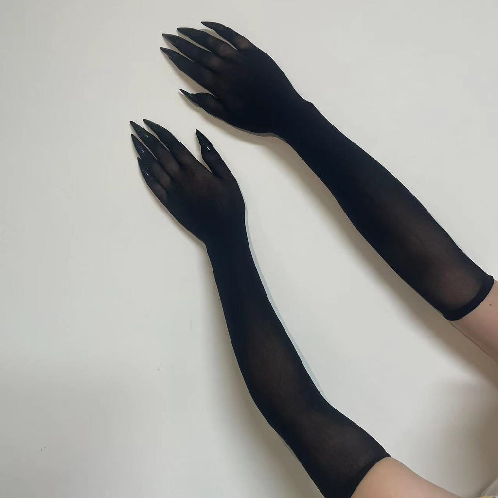 Guantes Negros con Uñas Largas